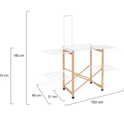 Etendoir À Linge|IDMarket Séchoir à linge pliable DELUXE capacité 22M avec tringle blanc et effet bois