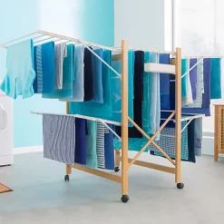 Etendoir À Linge|IDMarket Séchoir à linge pliable DELUXE capacité 27M blanc et effet bois