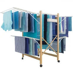 Etendoir À Linge|IDMarket Séchoir à linge pliable DELUXE capacité 27M blanc et effet bois