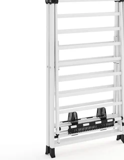 Etendoir À Linge|Giantex Séchoir à Linge Pliante, avec Ailes Latérales Hauteur Réglable, 20 Barres, Chaussures, Vêtements (1,8 M,Blanc)