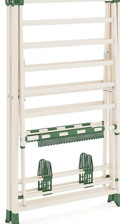 Etendoir À Linge|Giantex Séchoir à Linge Pliante, avec Ailes Latérales Hauteur, 16 Barres, 28 Pinces Latérales et 4 Crochets, Vêtements (1,4 M,Beige)