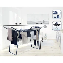 Leifheit Séchoir à linge sur pied 18 m d'étendage, Pegasus 180 noir