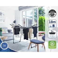 Leifheit Séchoir à linge sur pied 18 m d'étendage, Pegasus 180 noir