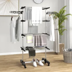 Etendoir À Linge|Homcom Séchoir à linge étendoir pliable ailes latérales 4 niveaux noir