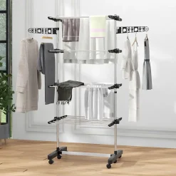 Etendoir À Linge|Homcom Séchoir à linge étendoir pliable ailes latérales 4 niveaux noir