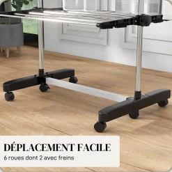 Etendoir À Linge|Homcom Séchoir à linge étendoir pliable ailes latérales 4 niveaux noir