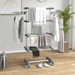 Etendoir À Linge|Homcom Séchoir à linge étendoir pliable ailes latérales 4 niveaux gris