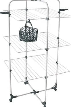 Etendoir À Linge| Séchoir à linge Tour 3 niveaux 68 cm avec panier à pinces