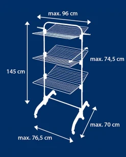 Leifheit Séchoir à linge tour noir sur roulettes 42 m d'étendage 3 niveaux, Comfort Tower 420 Black