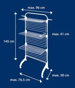 Leifheit Séchoir à linge tour noir sur roulettes 42 m d'étendage 3 niveaux, Comfort Tower 420 Black