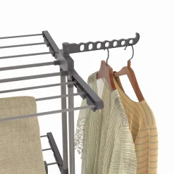 IDMarket Séchoir à linge vertical pliable et extensible 3 niveaux MAXI capacité 40M inox et gris