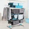 IDMarket Séchoir à linge vertical pliable 4 niveaux OPTIMUM capacité 30M avec tringle télescopique blanc et bleu