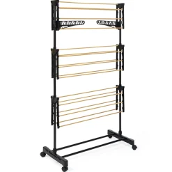 IDMarket Séchoir à linge vertical pliable 3 niveaux MAXIMA capacité 20M noir et effet bois