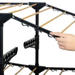 IDMarket Séchoir à linge vertical pliable 3 niveaux MAXIMA capacité 20M noir et effet bois