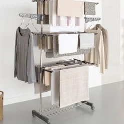 Etendoir À Linge|IDMarket Séchoir à linge vertical pliable 3 niveaux MAXIMA capacité 20M inox et gris