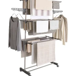 Etendoir À Linge|IDMarket Séchoir à linge vertical pliable 3 niveaux MAXIMA capacité 20M inox et gris