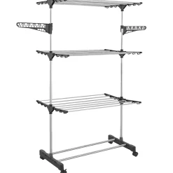 Etendoir À Linge|IDMarket Séchoir à linge vertical pliable 3 niveaux MAXIMA capacité 25M avec cintres et pinces et gris