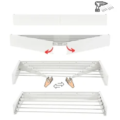 Foxydry Séchoir alu mural blanc pliable 101x50x13cm Hide 100