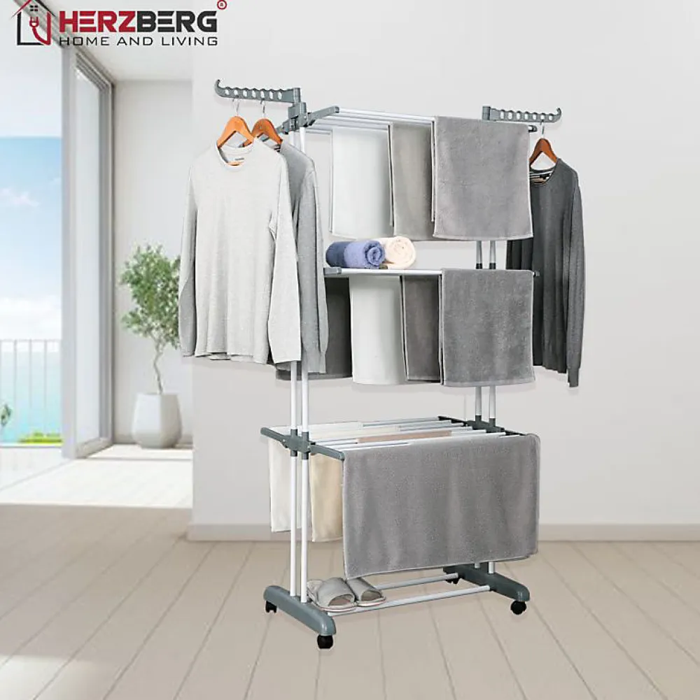 Etendoir À Linge|Herzberg Séchoir multifonctions 20m d'étendage gris HG8034-GRY