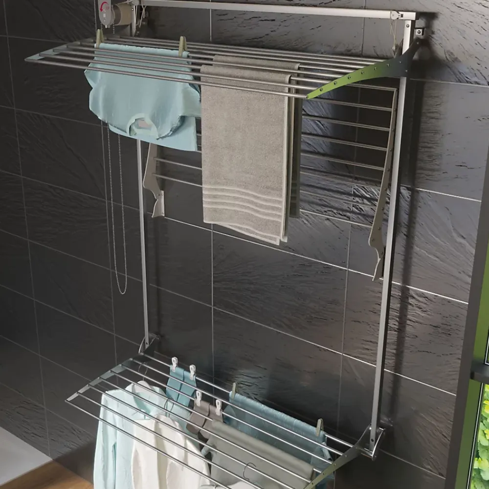 Foxydry Séchoir mural 3 grilles pliables 152x52x137 cm alu Tower 150
