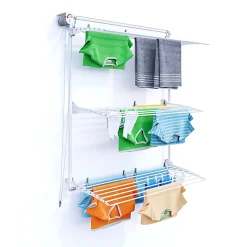 Etendoir À Linge|Foxydry Séchoir mural 3 grilles pliables blanc 128x52x137 cm alu Tower 120