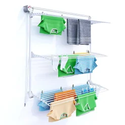 Etendoir À Linge|Foxydry Séchoir mural 3 grilles pliables blanc 152x52x137 cm alu Tower 150