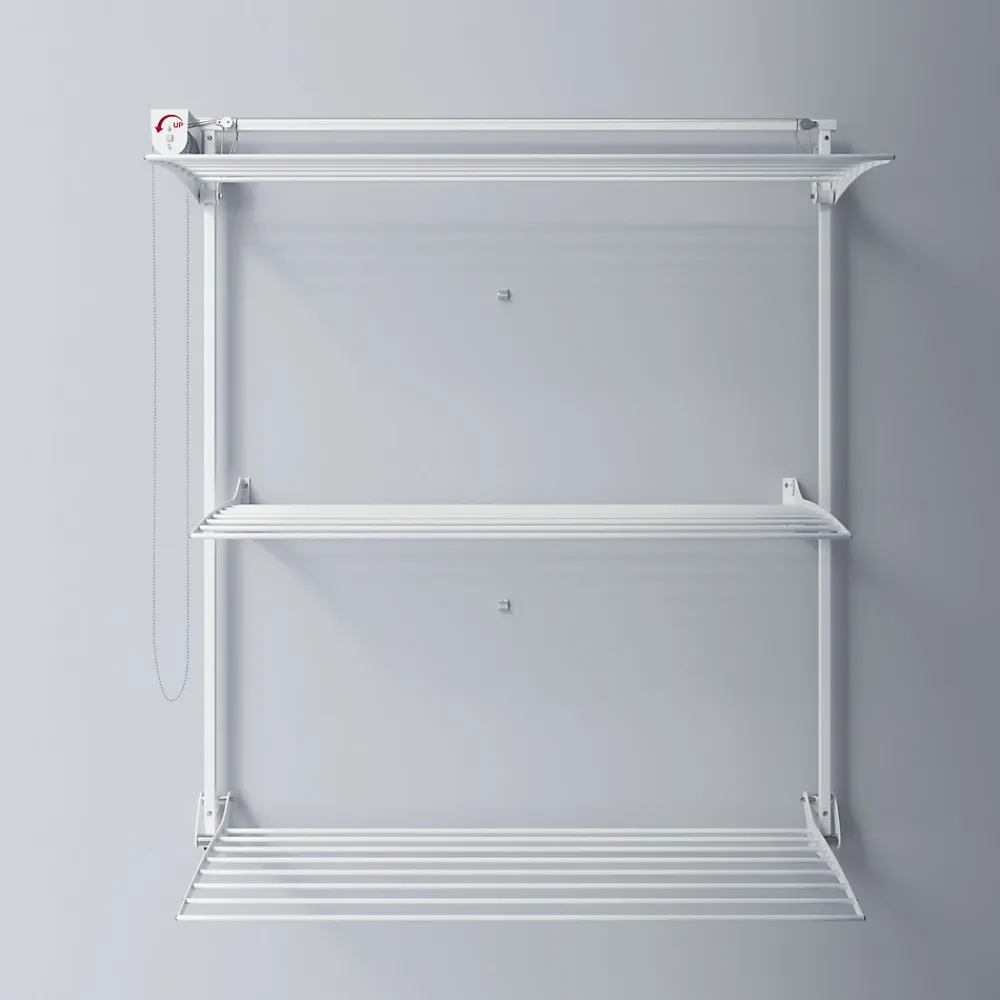 Etendoir À Linge|Foxydry Séchoir mural 3 grilles pliables blanc 152x52x137 cm alu Tower 150