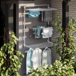 Etendoir À Linge|Foxydry Séchoir mural 3 grilles pliables blanc 152x52x137 cm alu Tower 150