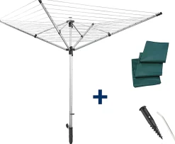 Etendoir À Linge|Leifheit Séchoir parapluie de jardin à ouverture rapide, 60 m d'étendage, gris et noir, LinoLift 600 QuickStart