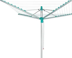Leifheit Séchoir parapluie de jardin avec douille de fixation, 40 m d'étendage, gris et bleu turquoise, Linomatic 400 Easy