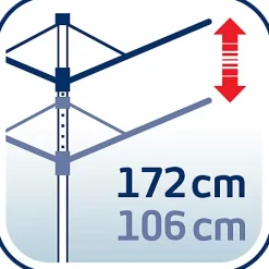Leifheit Séchoir parapluie extérieur avec douille de fixation, 50 m d'étendage, noir et gris, Linomatic Plus 500