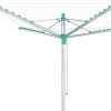Leifheit Séchoir parapluie extérieur avec douille de fixation, 50 m d'étendage, gris et bleu turquoise, Linomatic 500 Easy