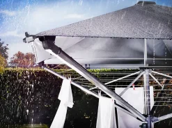 Etendoir À Linge|Leifheit Séchoir parapluie extérieur avec toit étanche et douille de fixation, 40 m d'étendage, noir et gris, LinoProtect 400