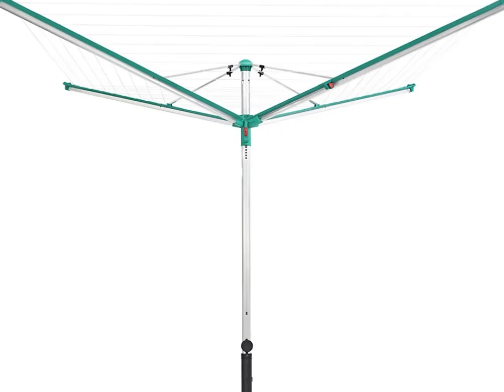 Leifheit Séchoir parapluie extérieur avec housse et douille de fixation, 60 m d'étendage, vert et gris, Linomatic Deluxe Cover 600