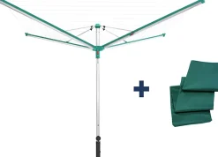 Leifheit Séchoir parapluie extérieur avec housse et douille de fixation, 60 m d'étendage, vert et gris, Linomatic Deluxe Cover 600