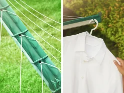 Leifheit Séchoir parapluie extérieur avec housse et douille de fixation, 60 m d'étendage, vert et gris, Linomatic Deluxe Cover 600