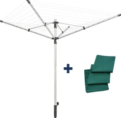 Leifheit Séchoir parapluie extérieur, 50 m d'étendage, noir et gris, LinoPush 500