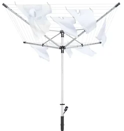Etendoir À Linge|Leifheit Séchoir parapluie extérieur avec housse de protection, 50 m d'étendage, noir et gris, LinoLift 500
