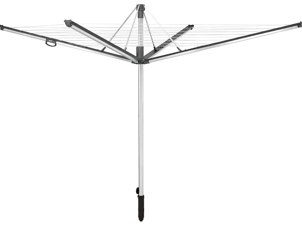 Leifheit Séchoir parapluie extérieur avec douille de fixation, 60 m d'étendage, noir et gris, Linomatic Plus 600