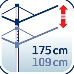 Leifheit Séchoir parapluie extérieur avec douille de fixation, 60 m d'étendage, noir et gris, Linomatic Plus 600
