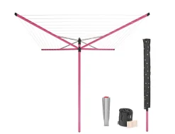 Etendoir À Linge|Brabantia Séchoir parapluie rotatif 50m d'étendage, rose, Lift'O Matic