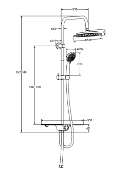 Schütte SCHÜTTE AQUASTAR système de douche avec tablette chromé/anthracite