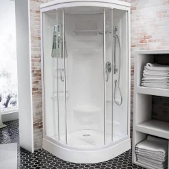 Schulte cabine de douche intégrale - 92x92x216 cm - arrondie - verre 4 mm - cabine de douche complète - blanc - Helgoland III