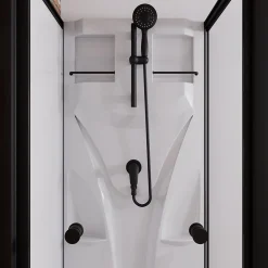 Schulte cabine de douche intégrale Juist - 80x80x190 cm - Portes coulissantes - Noir - Verre transparent