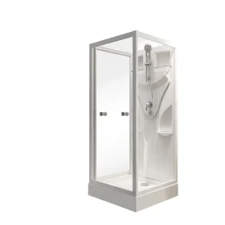 Cabine De Douche|Schulte cabine de douche intégrale Juist - 90x90x210 cm - portes coulissantes - blanc - verre transparent