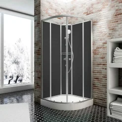 Schulte cabine de douche intégrale - 90 x 90 cm - portes coulissantes - parois fixes - receveur - panneaux muraux et robinetterie