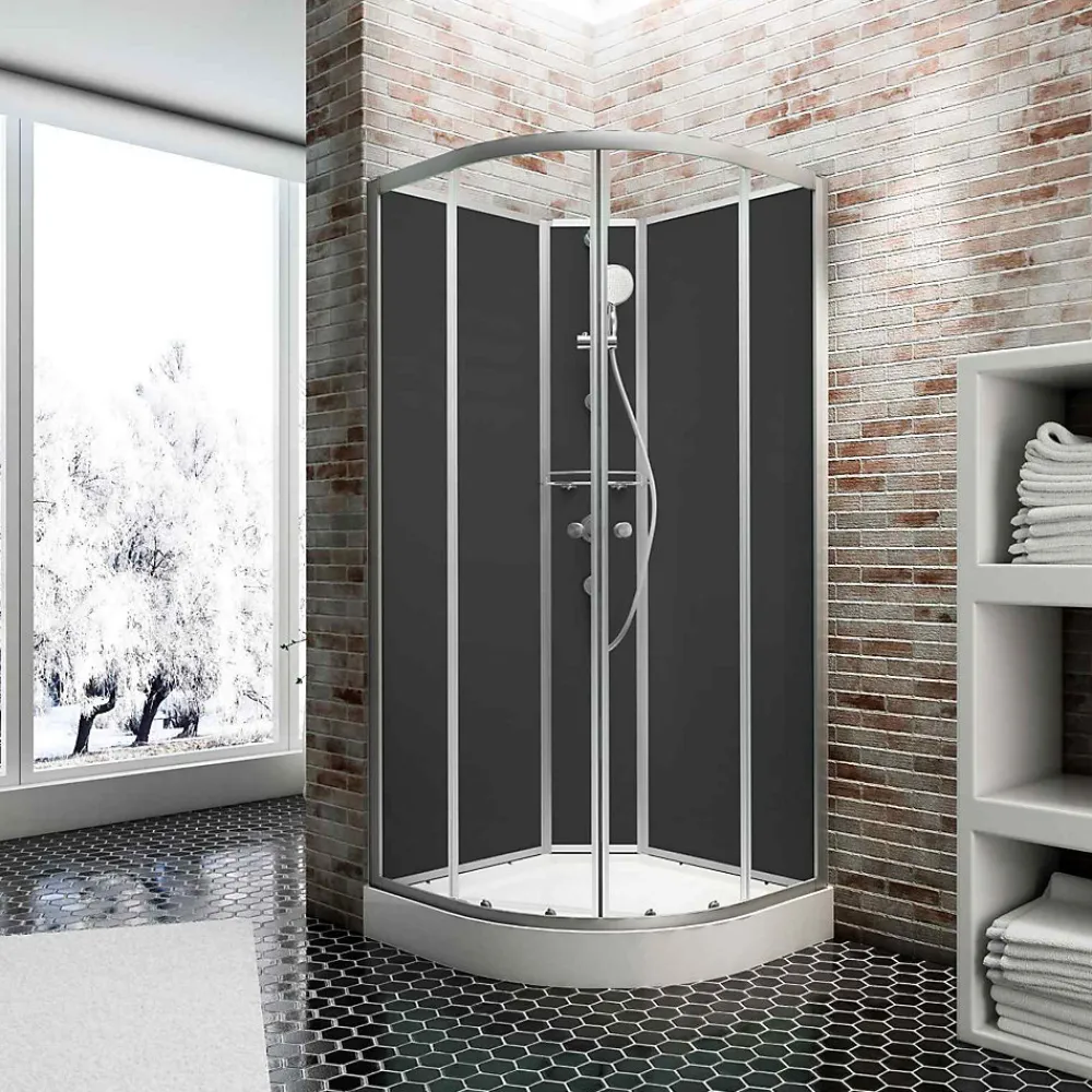 Schulte cabine de douche intégrale - 90 x 90 cm - portes coulissantes - parois fixes - receveur - panneaux muraux et robinetterie