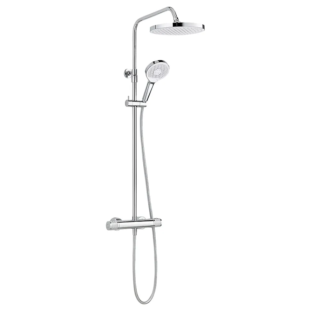 Schulte colonne de douche - mitigeur thermostatique - robinetterie avec douche de tête effet pluie - douchette 3 jets - chromé