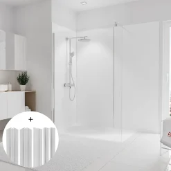 Panneau Mural De Salle De Bains|Schulte pack de 3 panneaux muraux 90x210 cm + 5 profilés - DécoDesign COULEUR - blanc