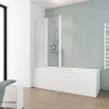 Pare-Baignoire|Schulte Pare-baignoire 124x130 cm - Réversible - Paroi rabattable - Verre 5 mm - 3 Volets pivotants - Profil Blanc